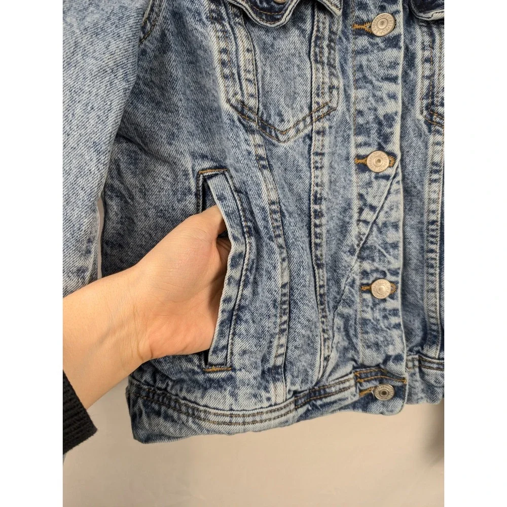 Free People Womens Acid Wash Trucker Jacket Size M Boho Indie Western Distressed - Picture 7 of 10